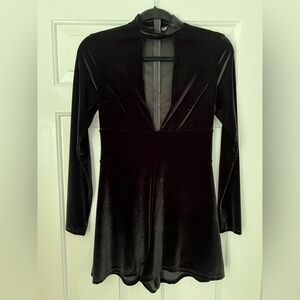 Express Black Plunge Long Sleeve Sheath romper